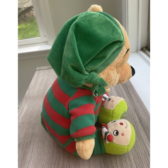 Disney Store Winnie the Pooh Bear Pajamas Red Green Christmas Plush Toy  EUC - Picture 10 of 11